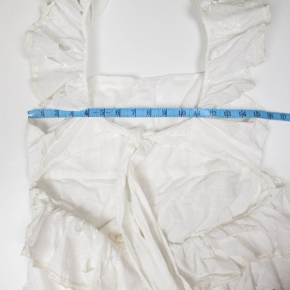 Anthropologie Forever That Girl Tie-Back Ruffled Eyelet Dress White - Medium - Picture 7 of 13